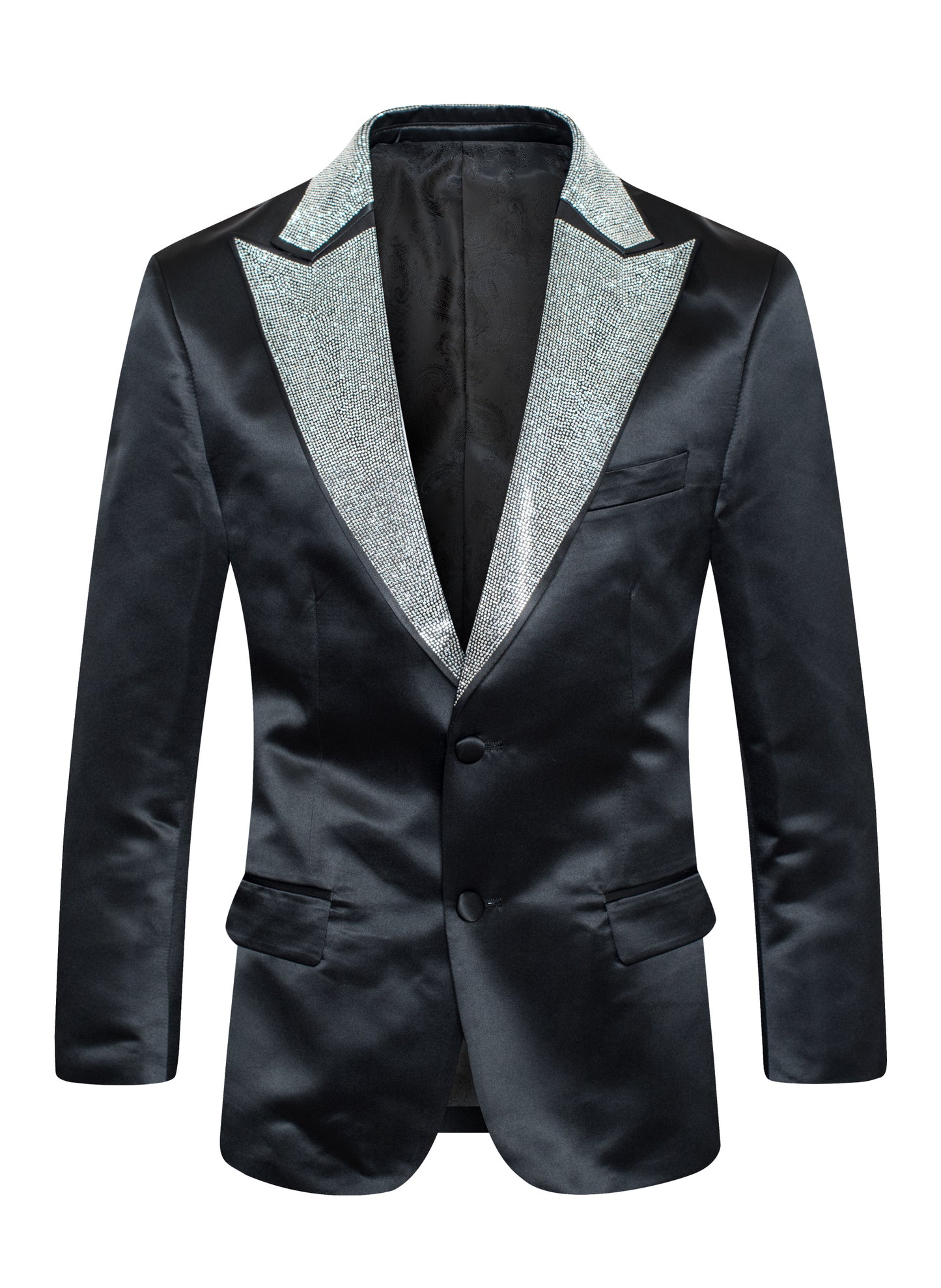 Lux Satin Rhinestone Blazer