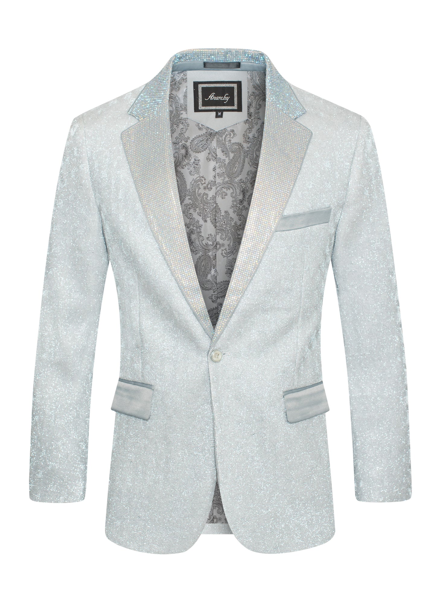 Square High Shine Rhinestone Glitter Blazer