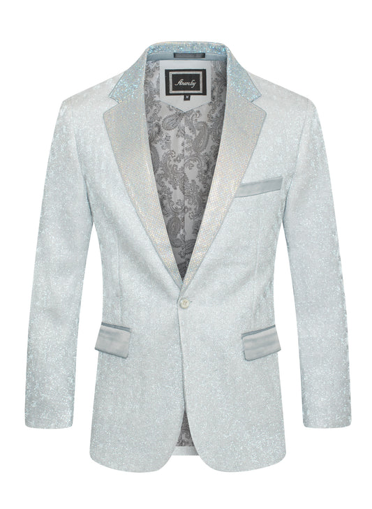 Square High Shine Rhinestone Glitter Blazer